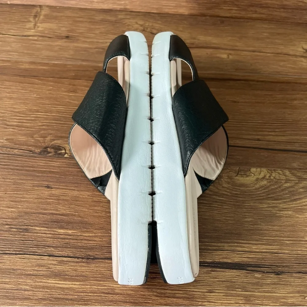 COLE HAAN‎ ZEROGRAND Criss Cross Black Leather Slides Sandals Women’s Size 9.5C